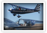 Paul Thomson in his Super Decathalon (top) and John Ostmeyer flies Nan Funkhouser&rsquo;s 1946 Swift (bottom)